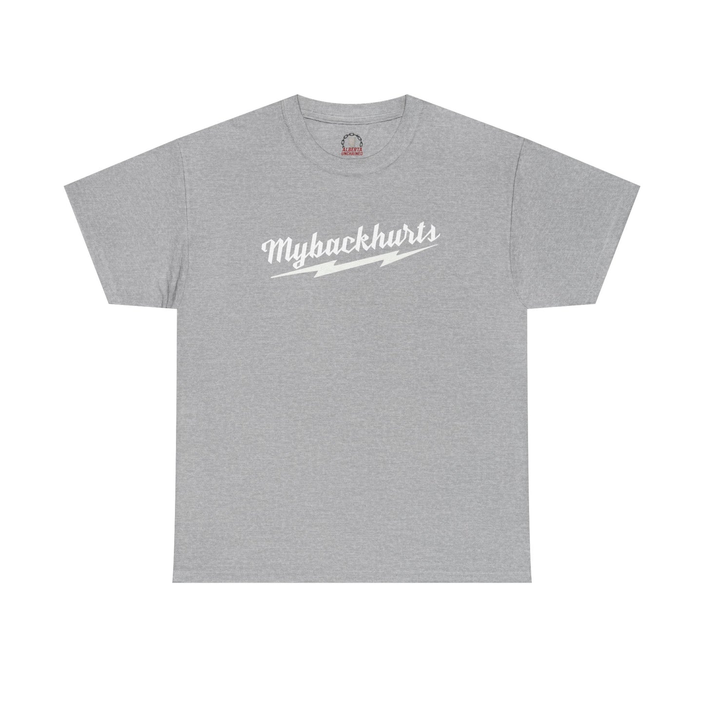 "Mybackhurts" T-Shirt, White Logo